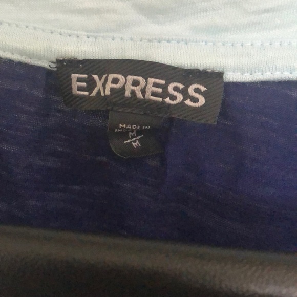 3/$12 Express Baseball Colorblock Blue Tee - Picture 3 of 5